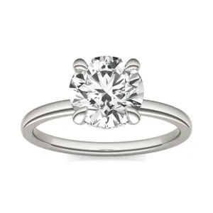 Round Custom Hidden Halo Classic Engagement Ring image, 